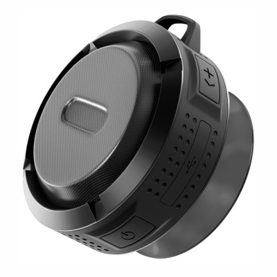 Balança digital portátil redonda preta com botões laterais