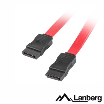 Cabo SATA vermelho com conectores pretos e logótipo Lanberg