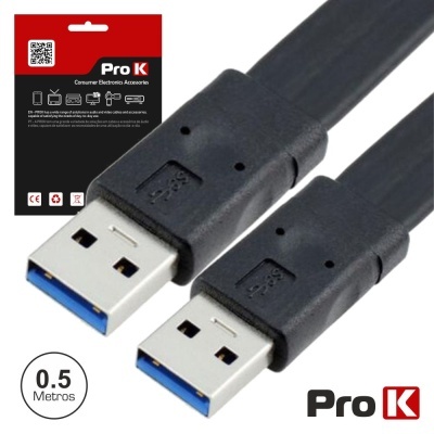 Cabo USB 3.0 preto de 0.5 metros com conectores tipo A