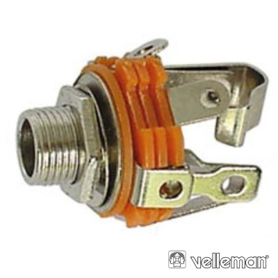 Conector JACK metálico e plástico laranja com parafuso e rosca