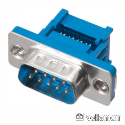 Conector DB9 macho azul e prateado Velleman com nove pinos