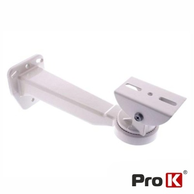 Suporte branco para câmara de vigilância com base e articulação rotativa