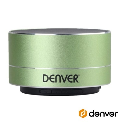 Coluna portátil verde metálica com logotipo Denver
