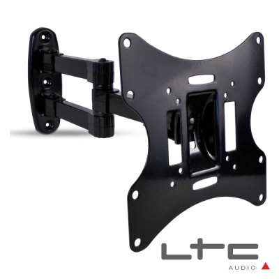 Suporte de parede articulado para TV ou monitor em metal preto com logótipo LTC AUDIO