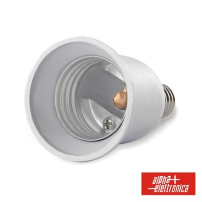 Adaptador de casquilho para lâmpada branco e metal prateado