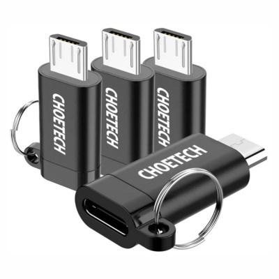 Adaptadores USB CHOETECH pretos com argola metálica