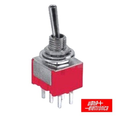 Interruptor basculante vermelho com alavanca metálica