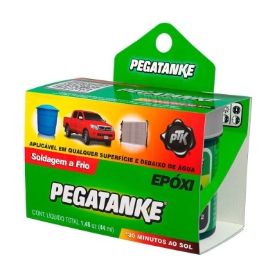 Embalagem de cola epóxi Pegatanke com frascos visíveis