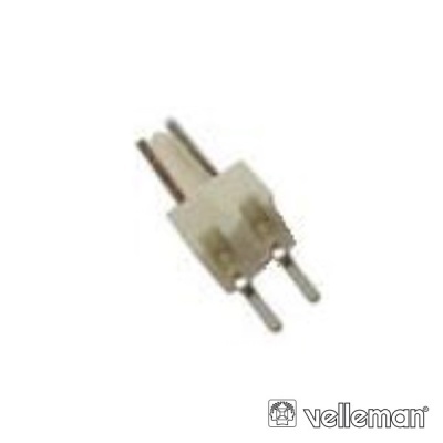 Conector elétrico macho branco com duas pontas metálicas