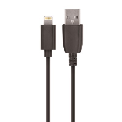 Cabo USB preto com conector Lightning e USB tipo A