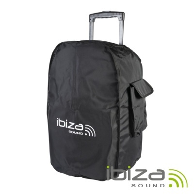 Mala de viagem preta com texto ibiza SOUND e bolso lateral