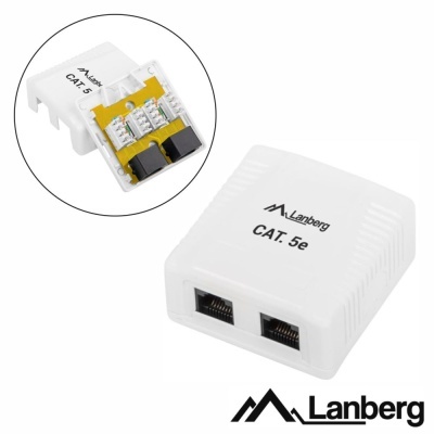 Divisor de rede Lanberg CAT. 5e branco com conetores RJ45