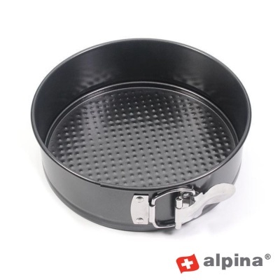 Forma de molde de bolo redonda preta em metal com fecho lateral