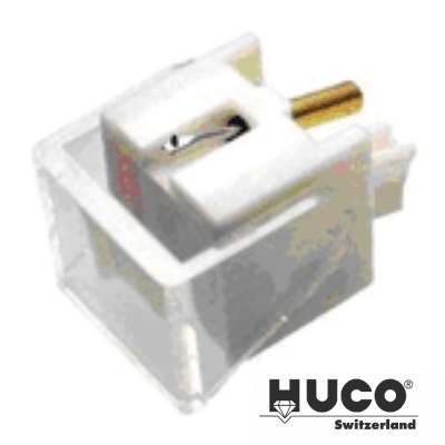 Agulha gira-discos HUCO Switzerland em plástico transparente e metal dorado
