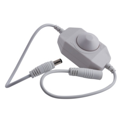 Controlador de intensidade luminosa branco com botão rotativo e fios