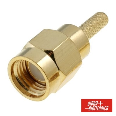Conector coaxial dourado com rosca interna e ponta texturizada