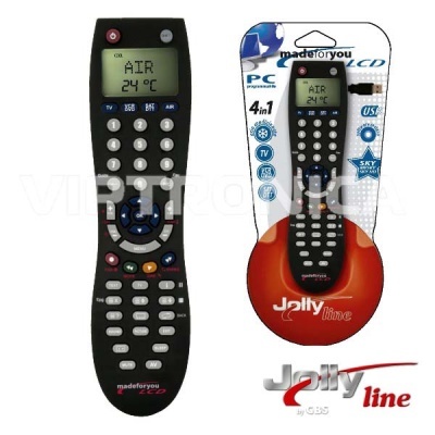 Comando remoto preto com ecrã LCD e embalagem Jolly line