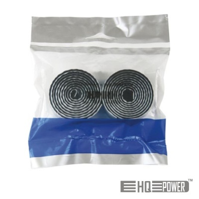 Duas bobinas pretas em embalagem plástica com etiqueta azul e logo HQ POWER