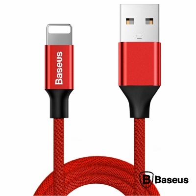 Cabo USB para Lightning vermelho da Baseus com logótipo
