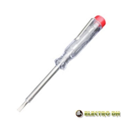 Chave de fendas com pega transparente e botão vermelho