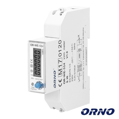 Contador digital de energia ORNO OR-WE-514 branco com visor LCD e botões azuis