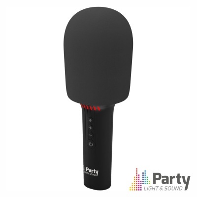 Microfone karaoke preto com proteção de espuma