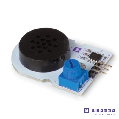 Sensor eletrónico com buzzer preto e potenciómetro azul