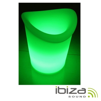 Copo luminoso verde de plástico fosco com design cónico e logotipo Ibiza Sound