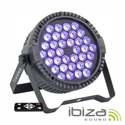 Refletor LED redondo Ibiza Sound com LEDs azuis e comando remoto