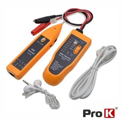 Kit de dispositivos eletrónicos amarelos e pretos para rastreamento de cabos com acessórios e logótipo Pro K