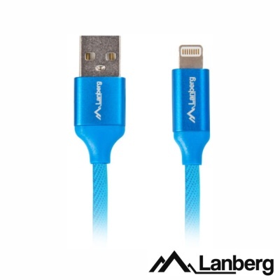 Cabo de dados azul Lanberg com USB tipo A e Lightning
