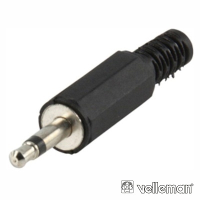 Conector jack 3,5 mm preto com ponta metálica