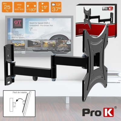 Suporte de parede cheio articulado preto para TV ou monitor