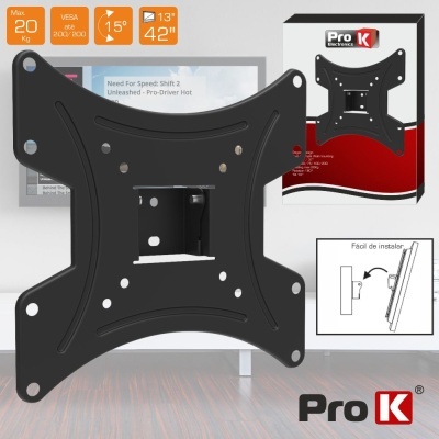 Suporte de parede preto Pro K para ecrãs de 13
