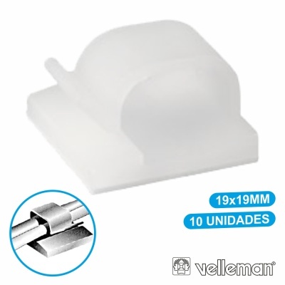 Suporte adesivo quadrado branco 19x19MM para fixação de cabos
