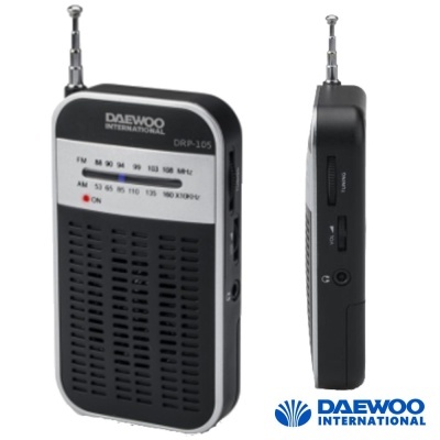 Rádio portátil Daewoo International DKR-105 preto com antena extensível