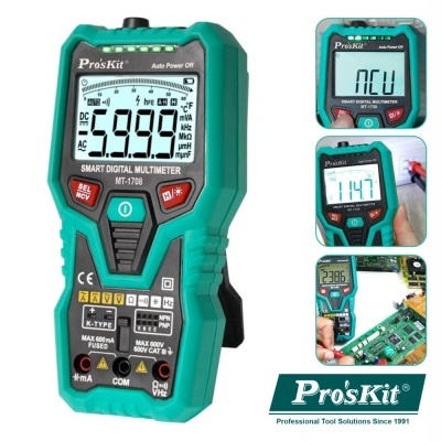 Multímetro digital Pro'sKit MT-1708 verde com ecrã LCD grande
