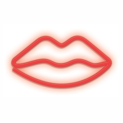 Neon decorativo vermelho em forma de lábios