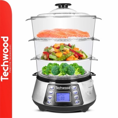 Vaporiera elétrica Techwood com três cestos e base digital