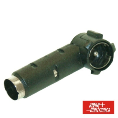 Conector elétrico preto com logótipo Alpha Elettronica