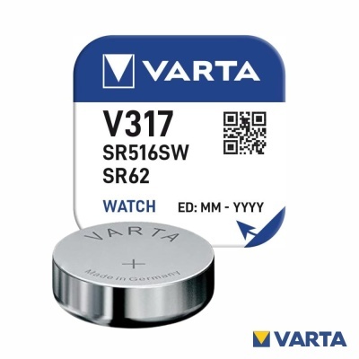 Bateria VARTA V317 SR516SW SR62 para relógios em embalagem azul e branca