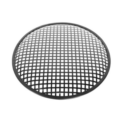 Grelha redonda preta de metal com padrão quadriculado