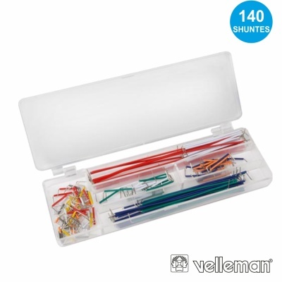 Conjunto de 140 shunts Velleman organizados em estojo plástico transparente