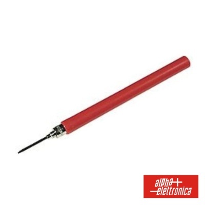 Ferramenta de mão com cabo vermelho e ponta metálica fina