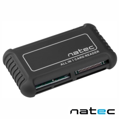 Leitor de cartões Natec preto com dois slots para cartões