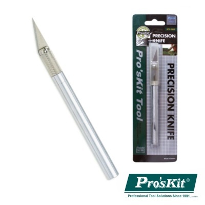Faca de precisão Pro'sKit com cabo metálico prateado e lâmina afiada