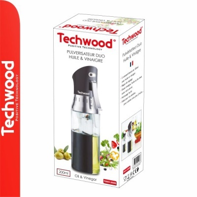 Embalagem do pulverizador duo Techwood para óleo e vinagre com 200ml, branco e vermelho