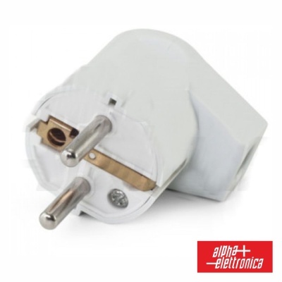 Adaptador de tomada eléctrico branco com pinos metálicos redondos