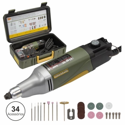 Conjunto de ferramenta rotativa PHC-MOON com 34 acessórios em caixa verde