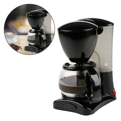 Cafeteira elétrica preta com jarra de vidro e reservatório cinza translúcido